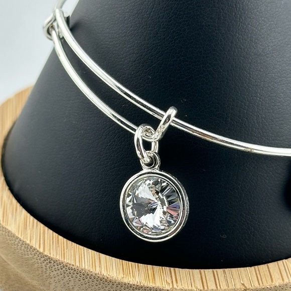 Alex And Ani April Birthstone Charm Bangle Bracelet - Picture 5 of 6